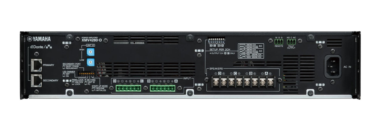 Yamaha XMV4280-D 4-Channel Dante-Enabled Powered Amplifier - 1120W by Yamaha