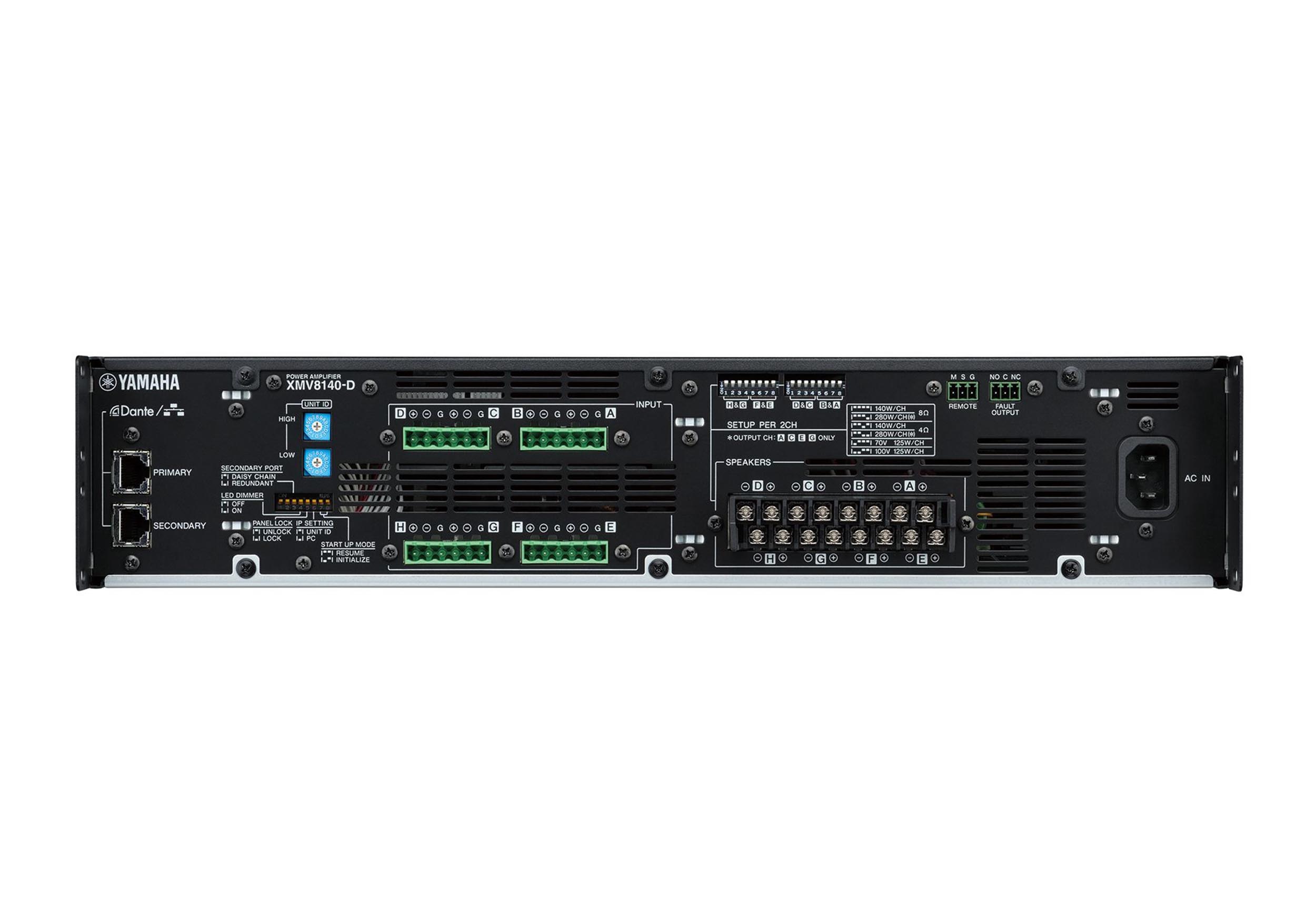 Yamaha XMV8140-D 8-Channel Dante Equipped Powered Amplifier - 1120W by Yamaha