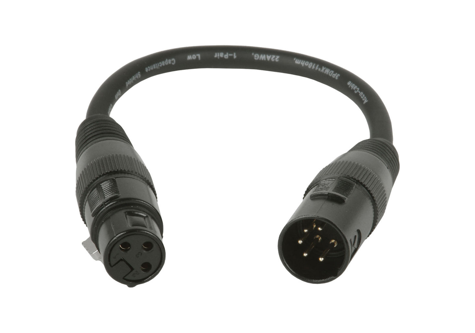 Accu-Cable AC5PM3PFM, 3-Pin DMX Female to 5-Pin DMX Male Adapter Cable by Accu Cable