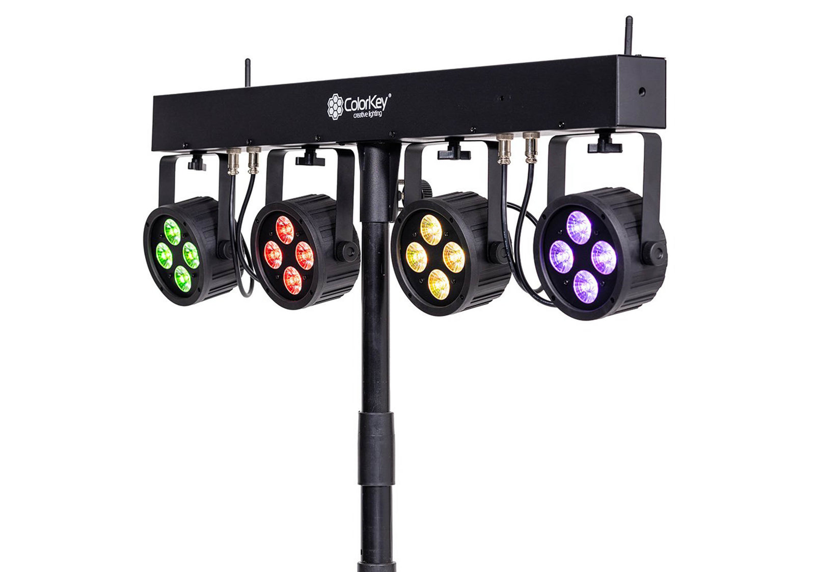 Colorkey CKU-3062 PartyBar Mobile 100 EL - Battery-Powered LED Light Bar with 4×10W RGBW Par Lights by ColorKey