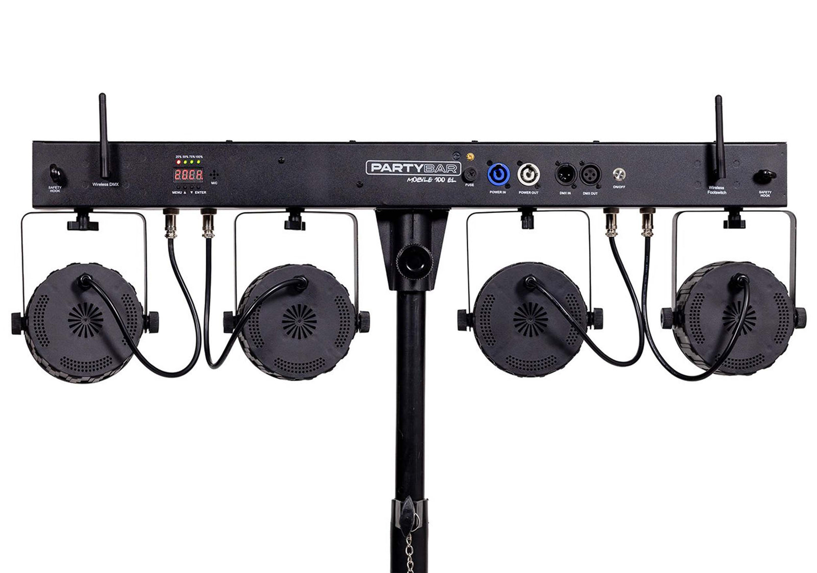Colorkey CKU-3062 PartyBar Mobile 100 EL - Battery-Powered LED Light Bar with 4×10W RGBW Par Lights by ColorKey