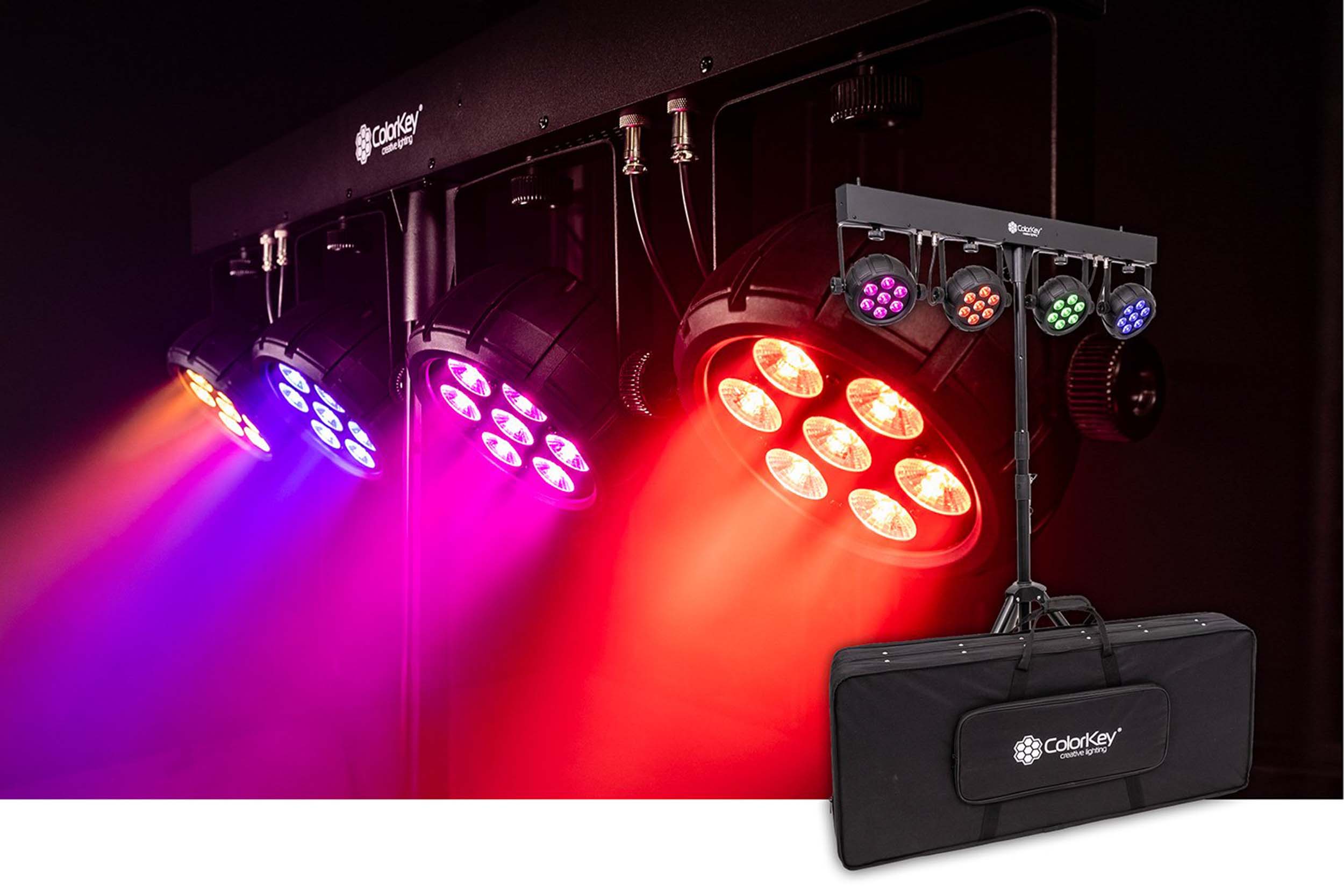Colorkey CKU-3080 PartyBar Mobile 500 EL Battery-Powered All-in-One Multi-Effects Lighting Package by ColorKey