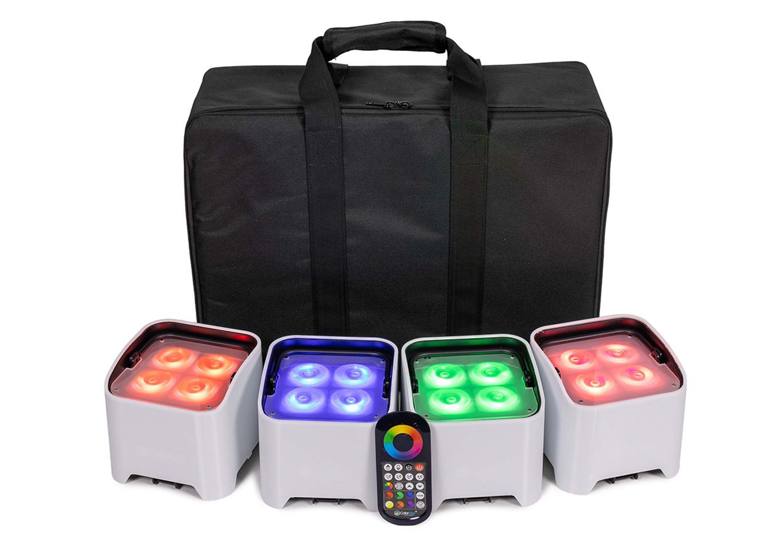 ColorKey CKU-6224 MobilePar Mini Hex 4 MKII Wireless Battery RGBAW+UV LED Fixture Set with Carry Case (4 Packs) by ColorKey