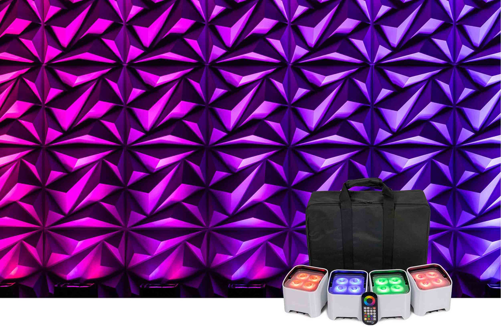 ColorKey CKU-6224 MobilePar Mini Hex 4 MKII Wireless Battery RGBAW+UV LED Fixture Set with Carry Case (4 Packs) by ColorKey