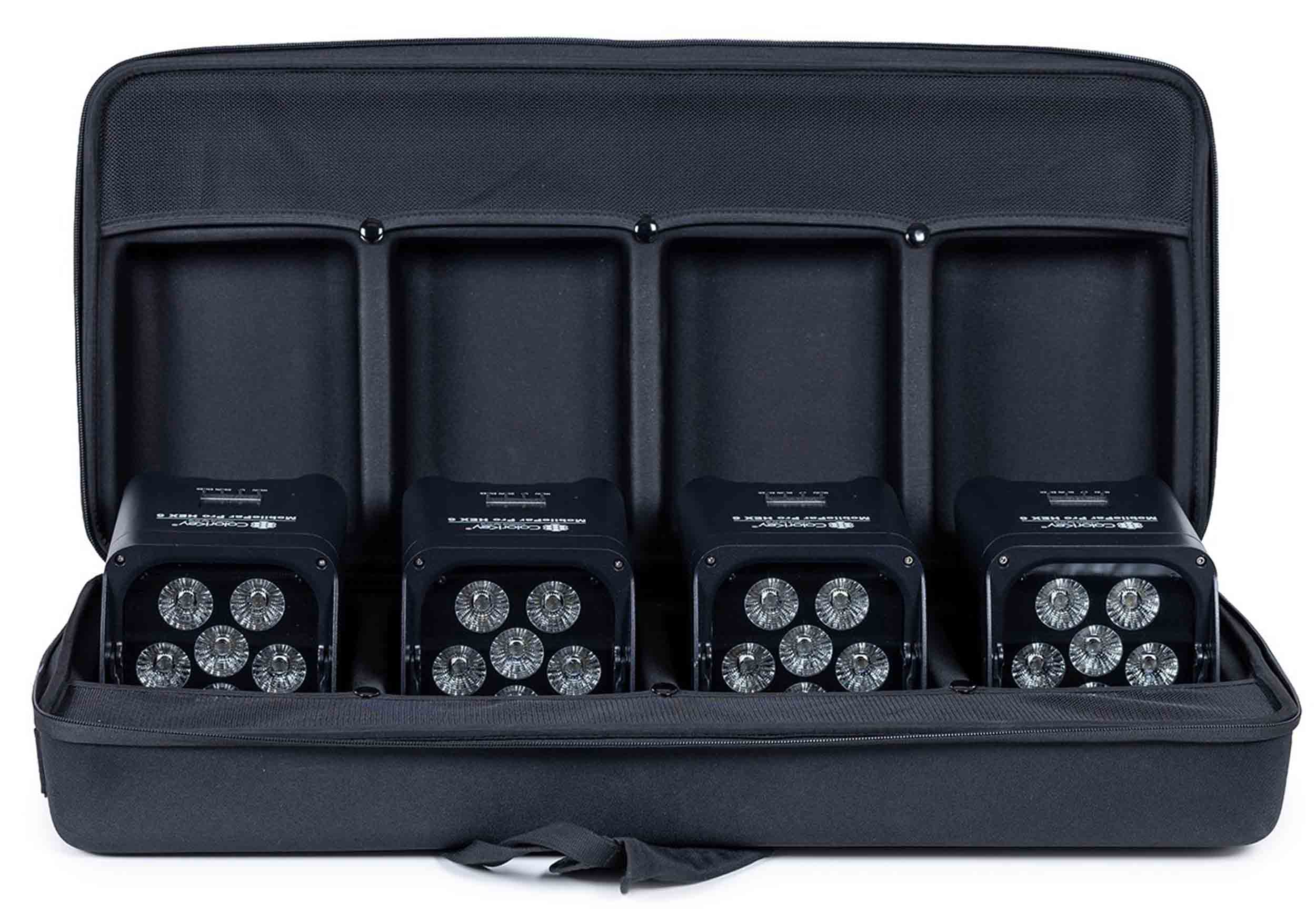 ColorKey CKU-6234 MobilePar Pro HEX 6, Battery Powered RGBAW-UV LED 4-Pack Bundle with Carrying Case by ColorKey