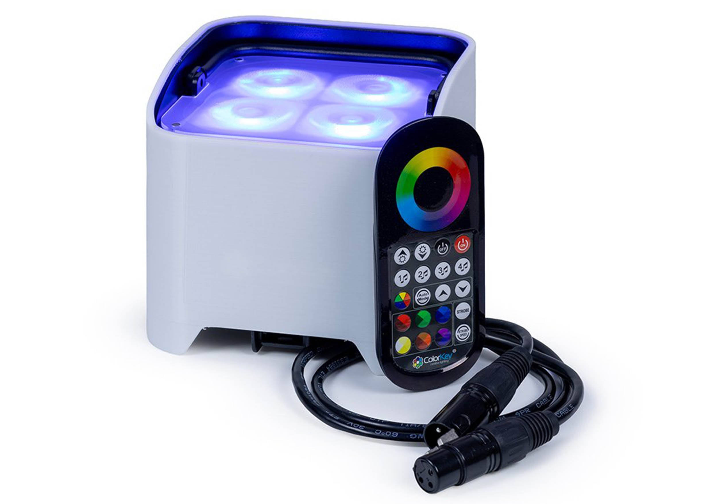 ColorKey CKU-6228-KIT MobilePar Mini HEX 4 MKII, 8-Pack Battery Powered RGBAW-UV LED Bundle with Charging Road Case by ColorKey