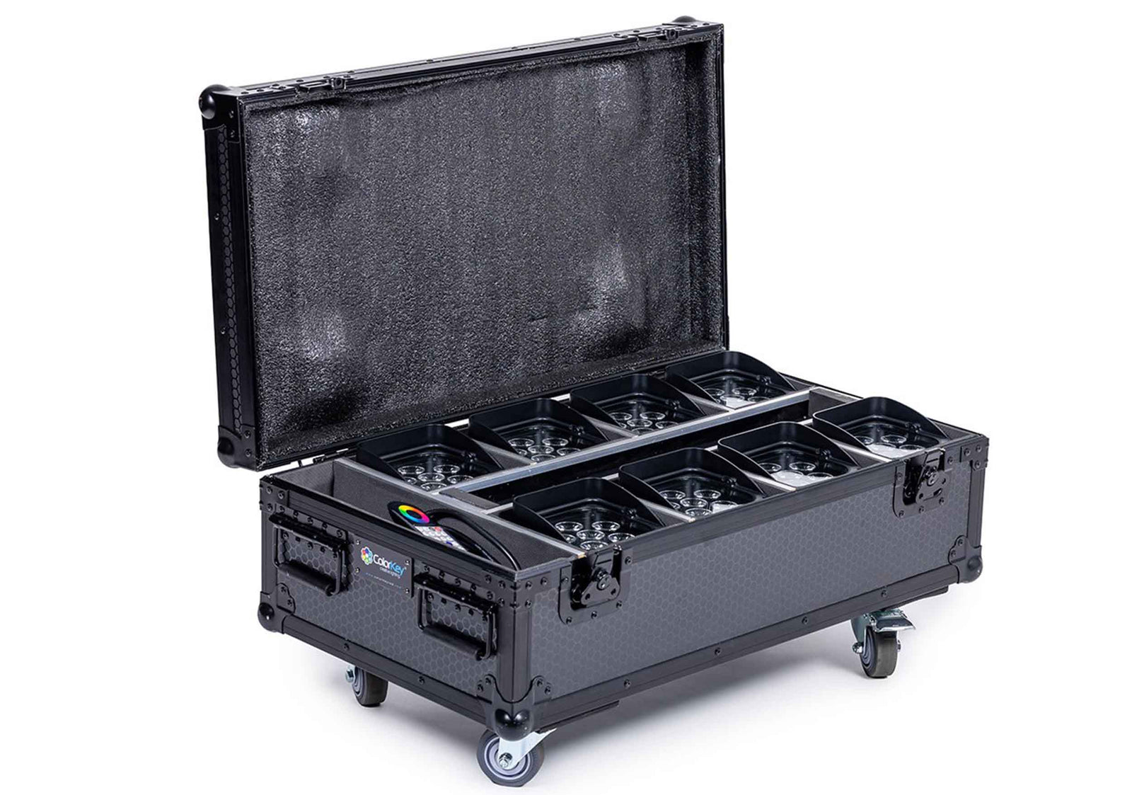 ColorKey CKU-6238-KIT MobilePar Pro HEX 6, 8-Pack Battery Powered RGBAW-UV LEDs Bundle with Charging Road Case by ColorKey