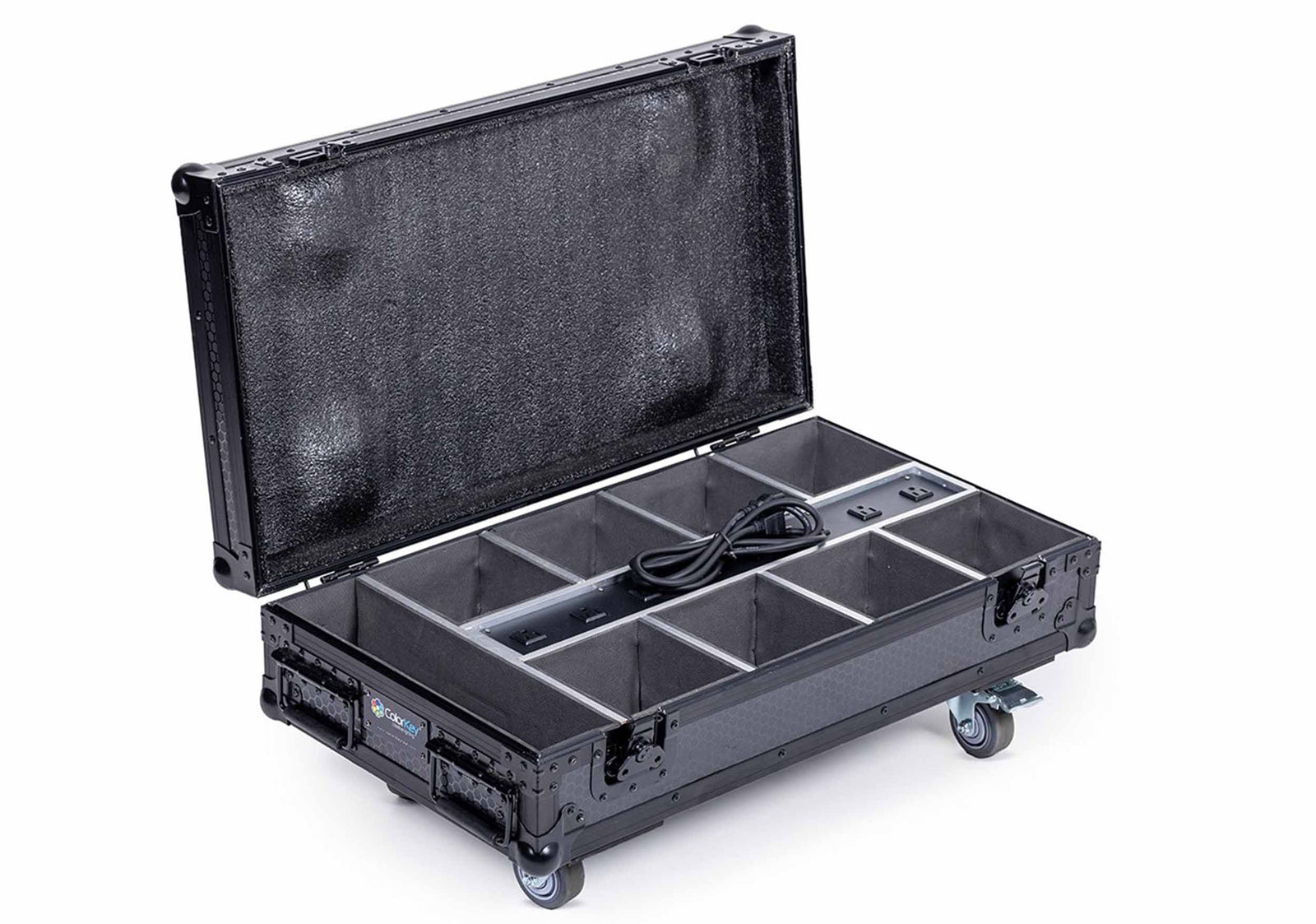 ColorKey CKU-9029 Charging Road Case for MobilePar Mini Hex 4 MKII with Integrated Power Outlets by ColorKey