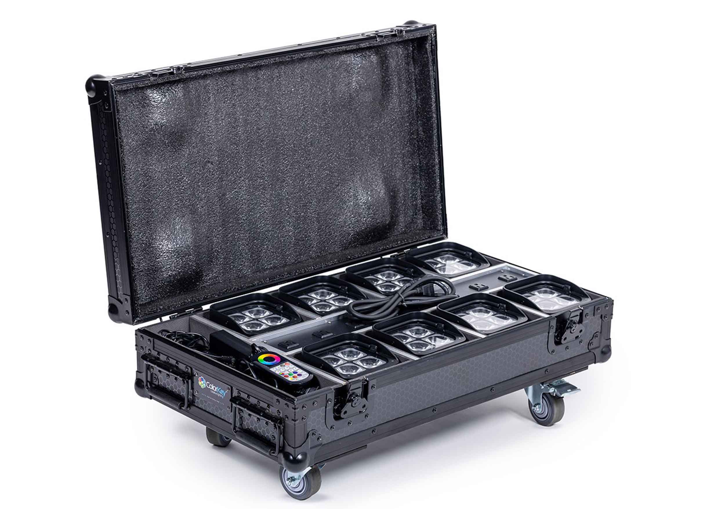 ColorKey CKU-9029 Charging Road Case for MobilePar Mini Hex 4 MKII with Integrated Power Outlets by ColorKey