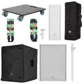 RCF NXL14-A Point Source Speaker and SUB-18AX Subwoofer Package with Pole Cables and Dolly by RCF