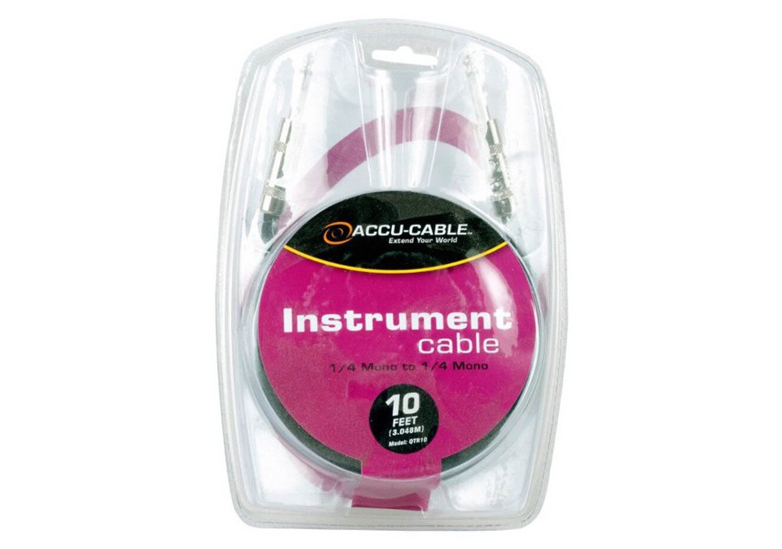Accu-Cable QTR, 1/4-Inch Mono Male to 1/4-Inch Male Instrument Cable by Accu Cable
