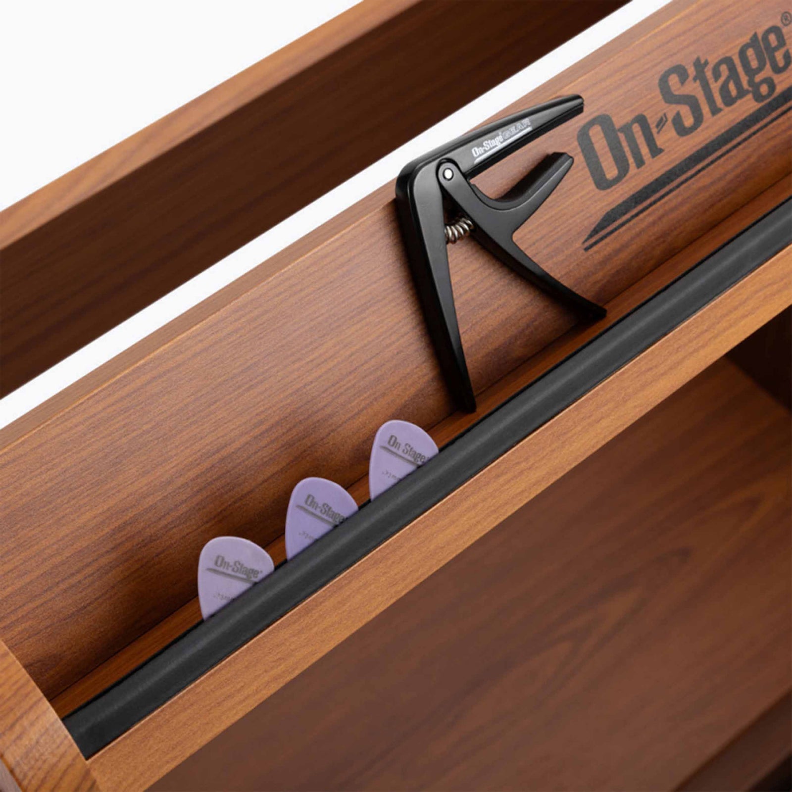 On-Stage GWS5000 Guitar Workstation with Elevated Amp Stand - Black and Rosewood Finish by On-Stage