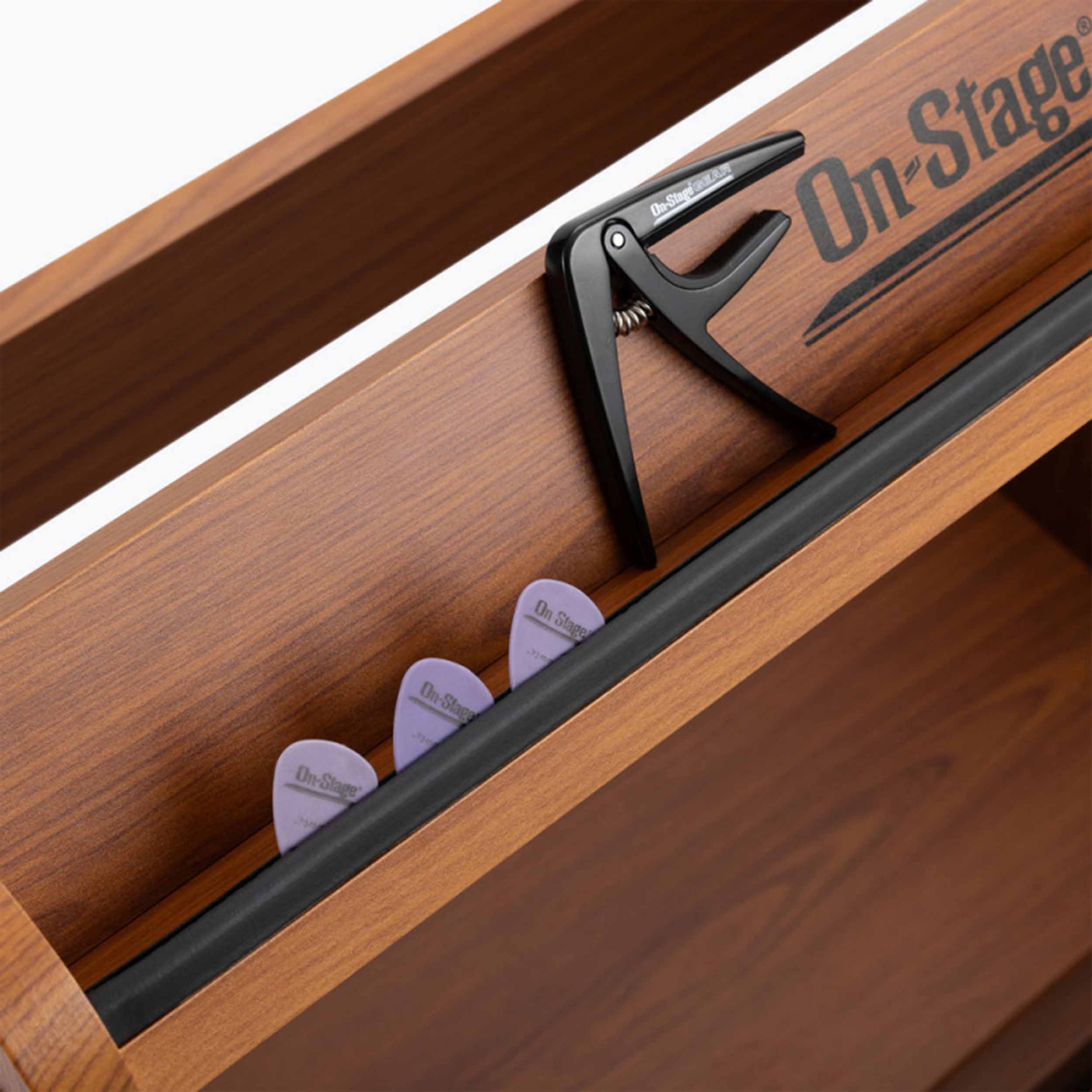 On-Stage GWS5000 Guitar Workstation with Elevated Amp Stand - Black and Rosewood Finish by On-Stage