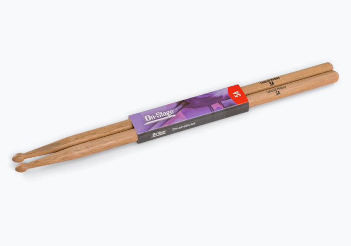 On-Stage HW5A Wood Tip Hickory Drum Sticks - 12 Pair by On-Stage