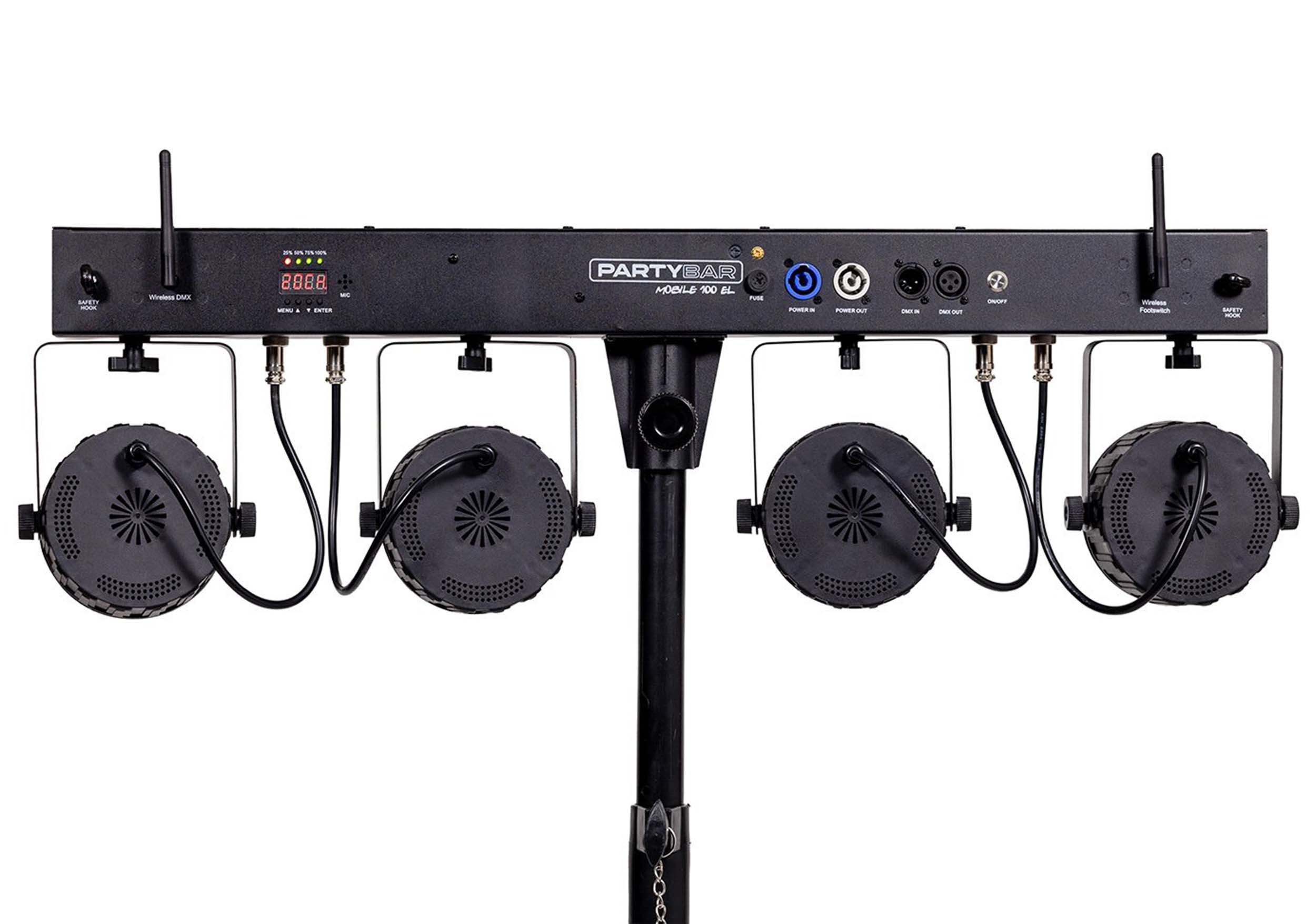 B-Stock: Colorkey CKU-3062 PartyBar Mobile 100 EL - Battery-Powered LED Light Bar with 4×10W RGBW Par Lights by ColorKey