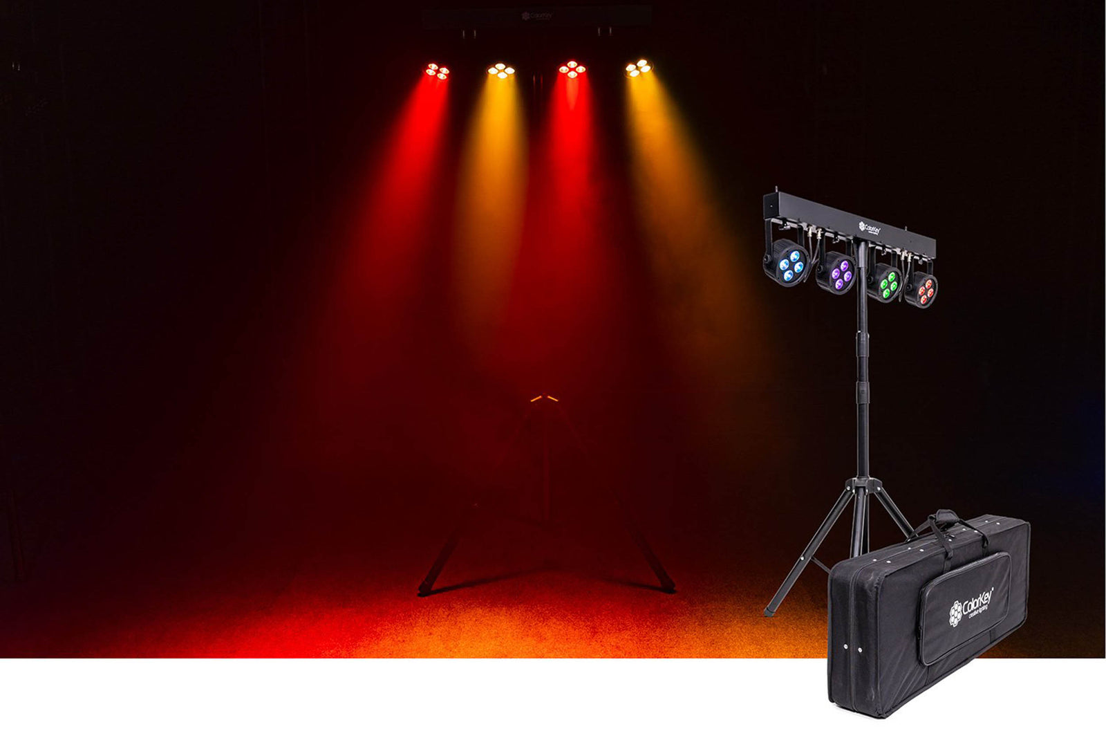 B-Stock: Colorkey CKU-3062 PartyBar Mobile 100 EL - Battery-Powered LED Light Bar with 4×10W RGBW Par Lights by ColorKey