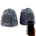 Gemini Sound GHRK-400-PR Pair of 4" Rechargeable Bluetooth Outdoor Rock Speakers with TWS Linking by Gemini Sound