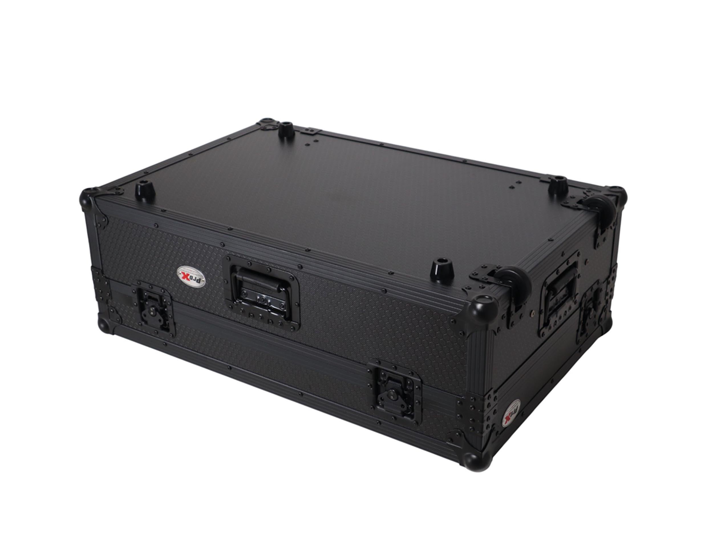 ProX XS-U2915WLTBL2ULED Flight Road Case for Pioneer DDJ-FLX10, REV5 and REV7 DJ Controller with Laptop Shelf Wheels LED Black Finish - 2 RU by ProX Live Performance Gear