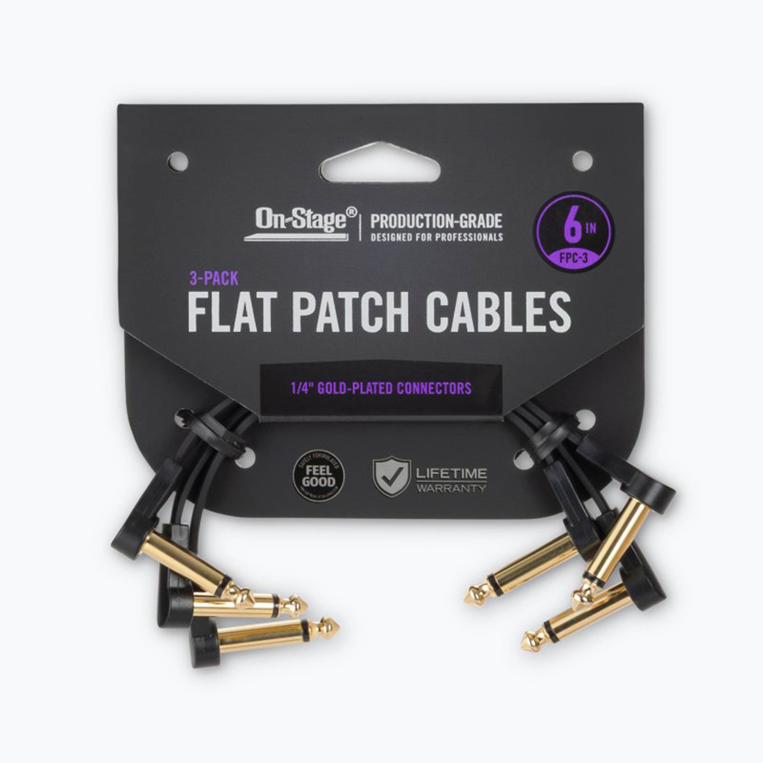 On-Stage OSPRO-FPC-3 Production-Grade Flat Patch Cables, 3-Pack by On-Stage