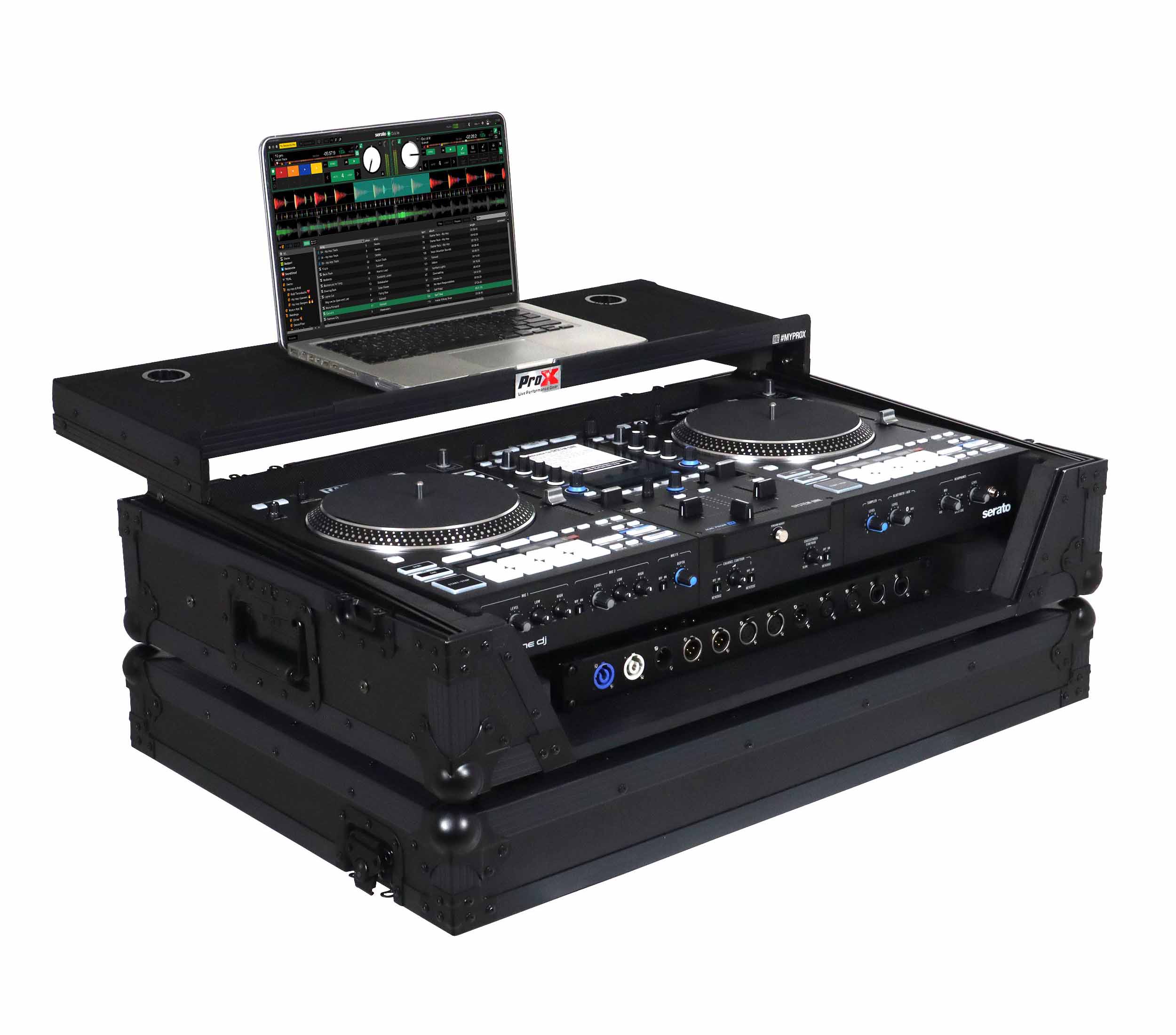 ProX XS-RANESYSONEWLTBLLED Flight Case for RANE SYSTEM ONE DJ Controller with Sliding Laptop Shelf - Black on Black by ProX Cases