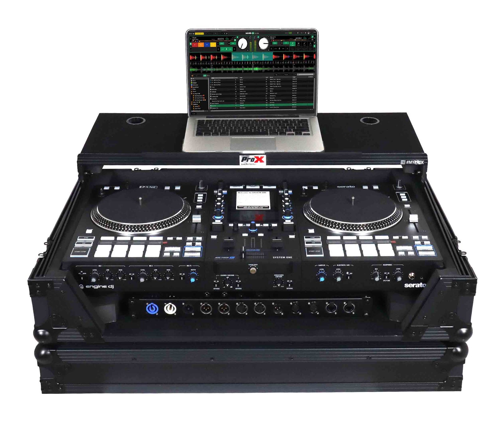 ProX XS-RANESYSONEWLTBLLED Flight Case for RANE SYSTEM ONE DJ Controller with Sliding Laptop Shelf - Black on Black by ProX Cases