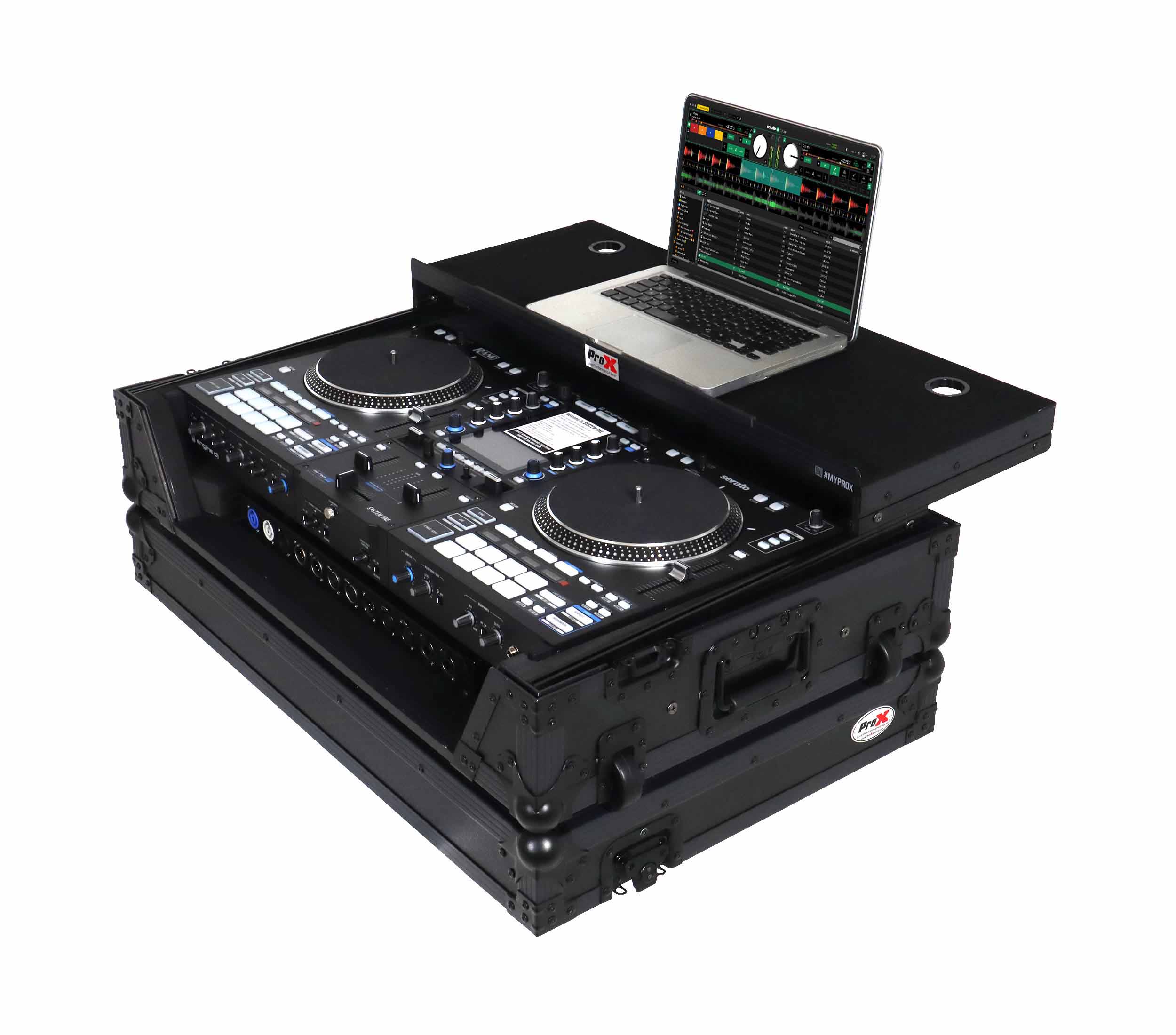 ProX XS-RANESYSONEWLTBLLED Flight Case for RANE SYSTEM ONE DJ Controller with Sliding Laptop Shelf - Black on Black by ProX Cases