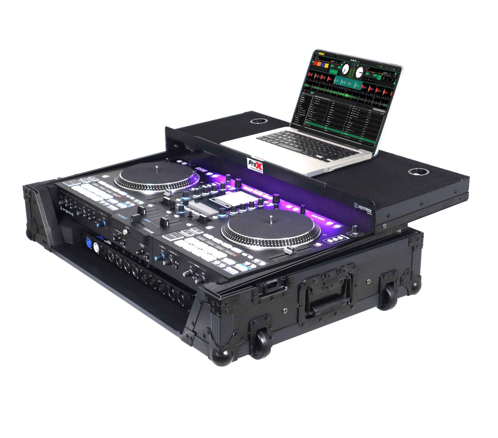 ProX XS-RANESYSONEWLTBLLED Flight Case for RANE SYSTEM ONE DJ Controller with Sliding Laptop Shelf - Black on Black by ProX Cases