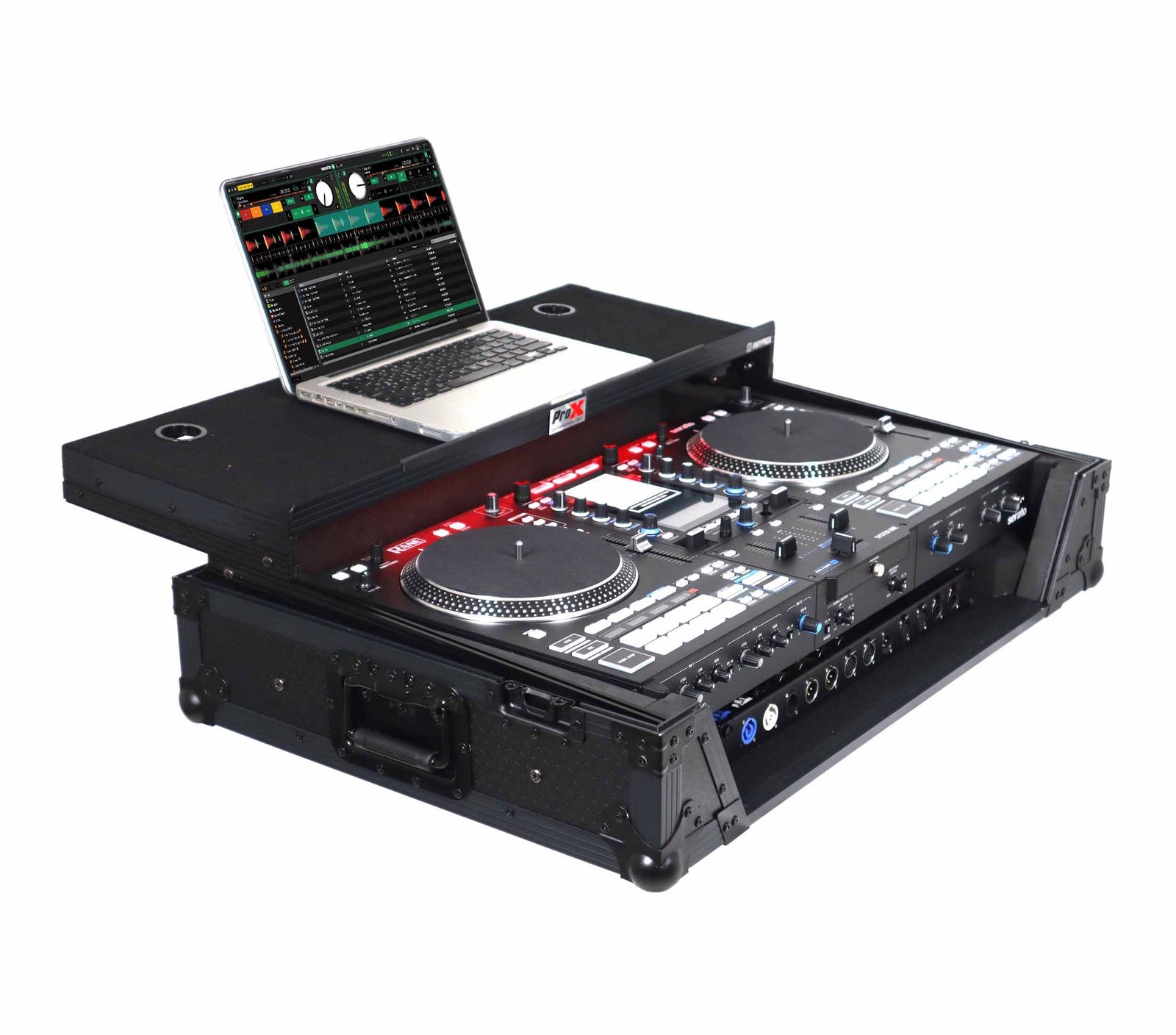 ProX XS-RANESYSONEWLTBLLED Flight Case for RANE SYSTEM ONE DJ Controller with Sliding Laptop Shelf - Black on Black by ProX Cases