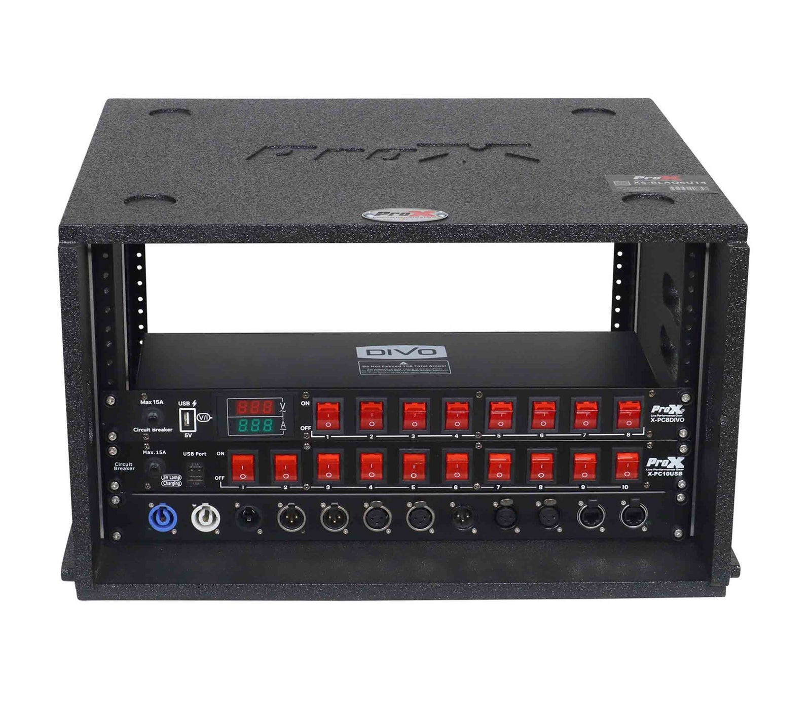 ProX XS-BLAQ6U14 6U Rack Case 14" Deep Vertical Amp Rack Polyurea Coated BLAQ Series by ProX Cases