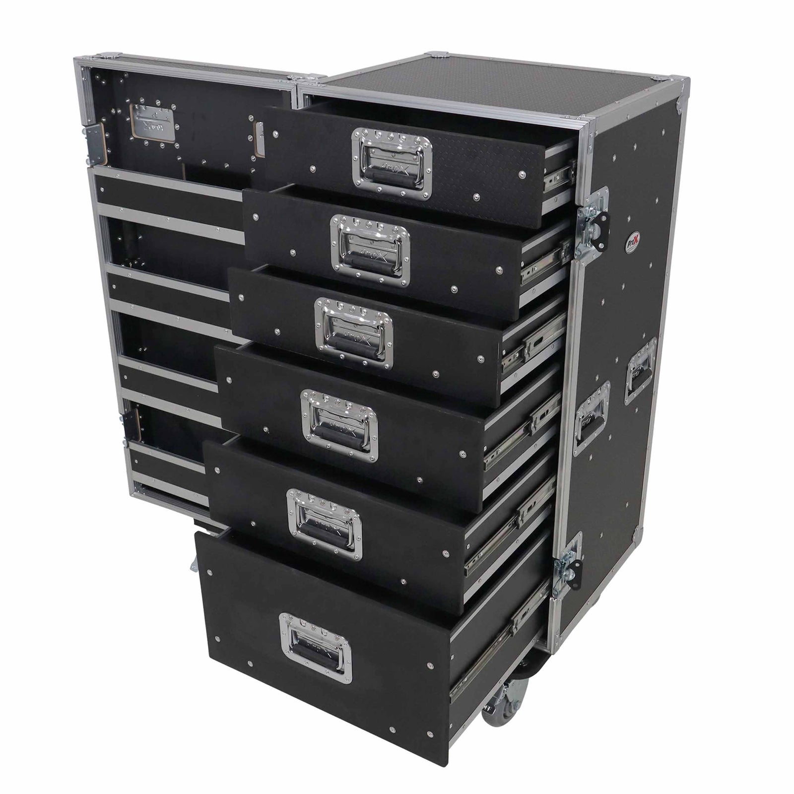 ProX XS-6DTWPULZAR ATA Flight-Style Workbox with 6 Utility Drawers, Hinged Door and 5" Casters by ProX Cases