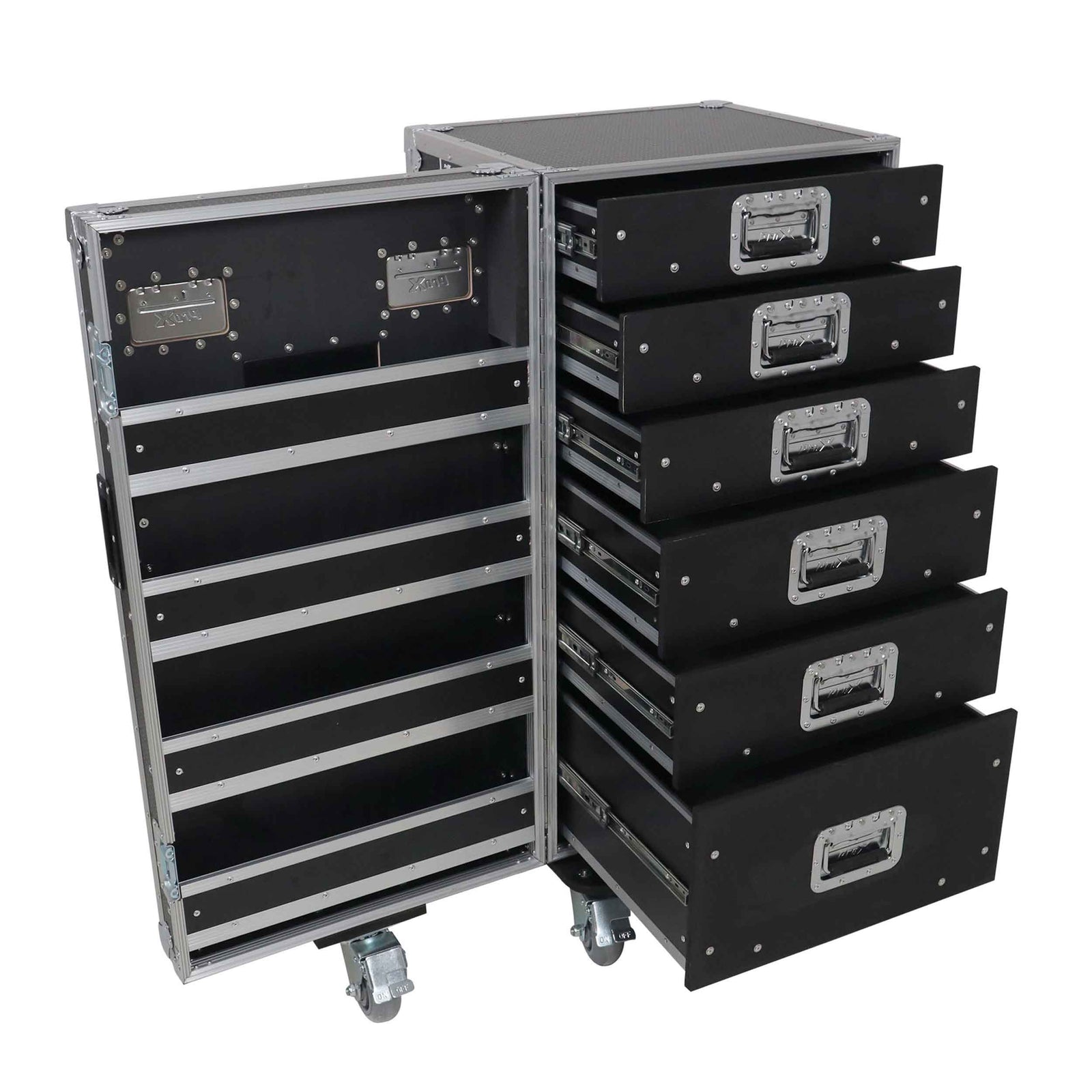 ProX XS-6DTWPULZAR ATA Flight-Style Workbox with 6 Utility Drawers, Hinged Door and 5" Casters by ProX Cases