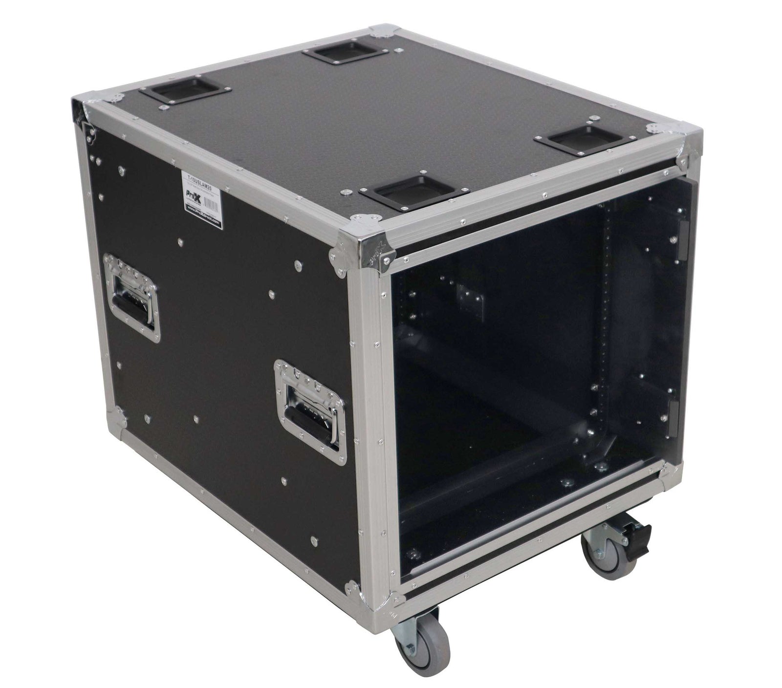 ProX XS-SLAM10U20 10U 20" Deep Vertical Shock-Mount Rack Case with 2 Sliding Slam Doors and 4" Casters by ProX Cases