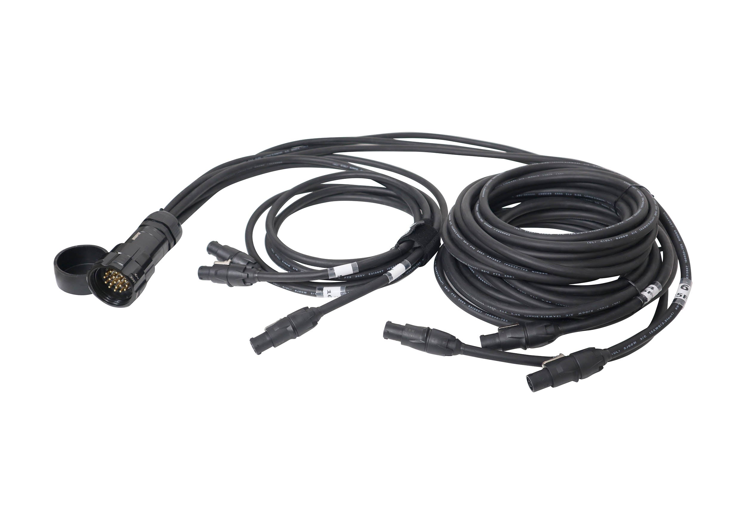 ProX XC-P19PM6XTR1-CXMAX 19-Pin Kupo WPS-5219LM to 6× Rean True1 PowerCON Cable - 3, 5, 10, 15, 20, 25 ft, 12 AWG SJOOW by ProX Cables