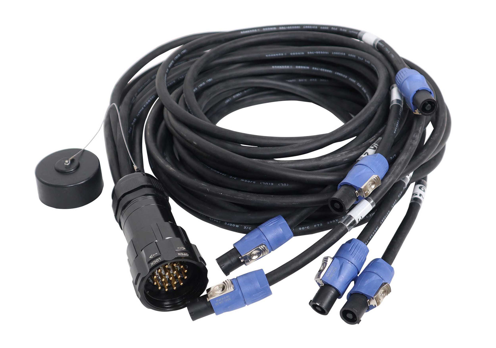 ProX XC-P19PM6XPWB-CYDUO 19-Pin to 6x PowerCON Blue Breakout Cable Set - 12AWG SJOOW, 2x 6ft, 2x 10ft, 2x 16ft by ProX Cables