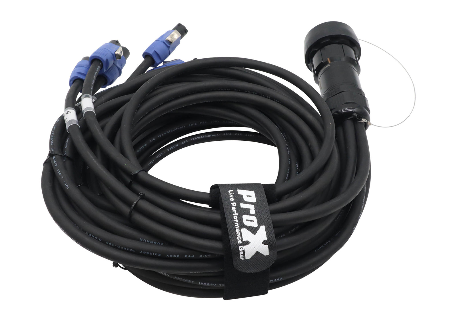 ProX XC-P19PM6XPWB-CYDUO 19-Pin to 6x PowerCON Blue Breakout Cable Set - 12AWG SJOOW, 2x 6ft, 2x 10ft, 2x 16ft by ProX Cables