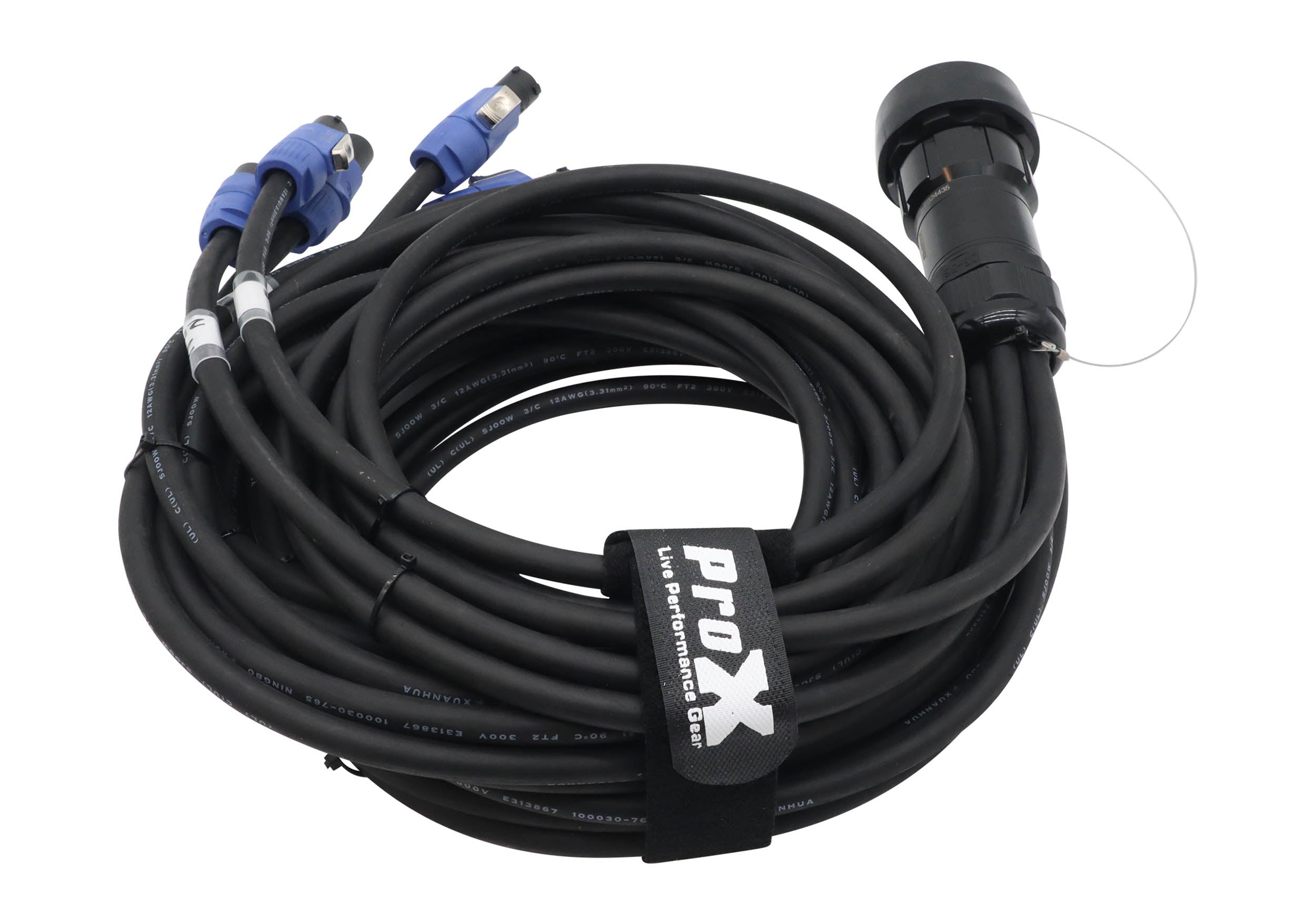 ProX XC-P19PM6XPWB-CYDUO 19-Pin to 6x PowerCON Blue Breakout Cable Set - 12AWG SJOOW, 2x 6ft, 2x 10ft, 2x 16ft by ProX Cables