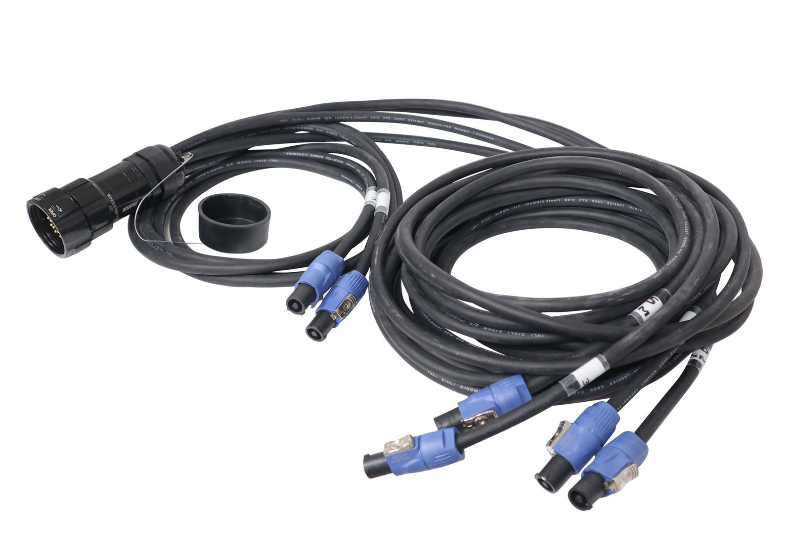 ProX XC-P19PM6XPWB-CYDUO 19-Pin to 6x PowerCON Blue Breakout Cable Set - 12AWG SJOOW, 2x 6ft, 2x 10ft, 2x 16ft by ProX Cables