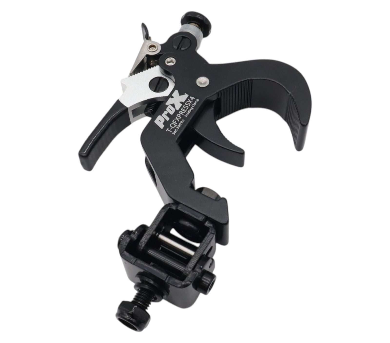 ProX T-QFXPRESSX4 Set of 4 Quick 90° Folding Truss Clamps with Moving Head Adapters, 2" Tube - Black by ProX
