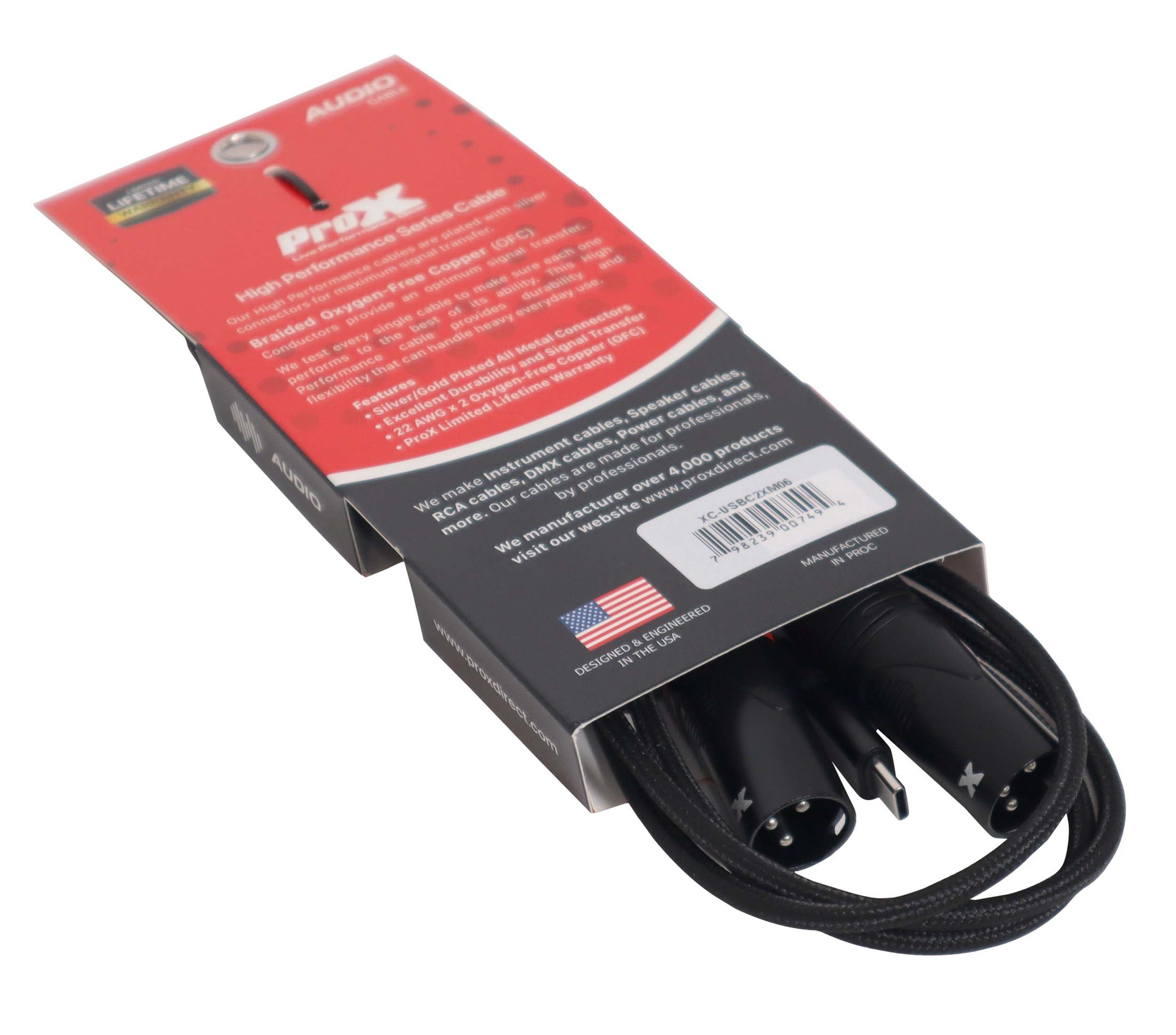 ProX XC-USBC2XM06 6FT Audio Cable, USB-C to Dual XLR-M by ProX Cables