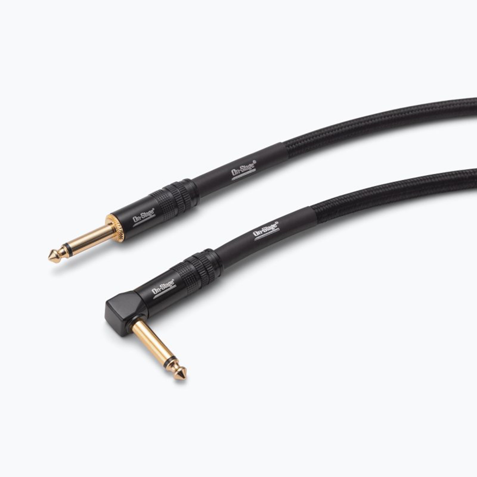 On-Stage OSPRO-ICR, Production-Grade Braided Instrument Cable - Right Angle to Straight, 10, 15, 25 ft by On-Stage