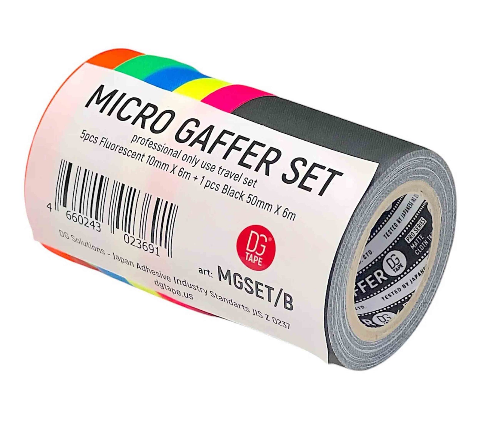 DGS Tapes and Case MGSET/B, 6-Pack Micro Gaffer Tape Set - 1/2" x 7 yd, Fluorescent Colors by DGS USA