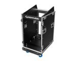 Odyssey FZTC1316WDLX 13U Top Slanted 16U Bottom Vertical Pro Combo Rack with Side Table and Casters - Tall Cover by Odyssey