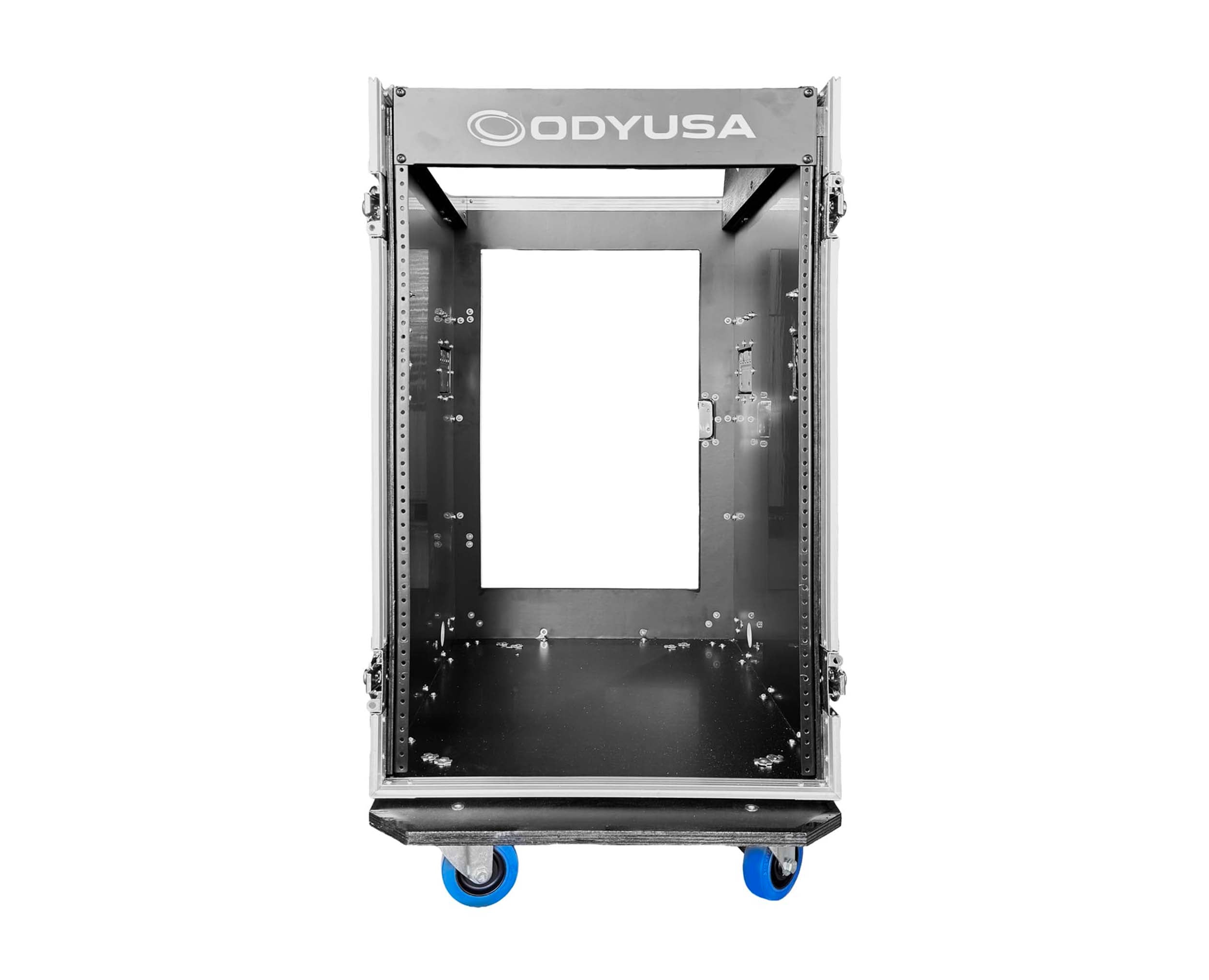 Odyssey FZTC1316WDLX 13U Top Slanted 16U Bottom Vertical Pro Combo Rack with Side Table and Casters - Tall Cover by Odyssey