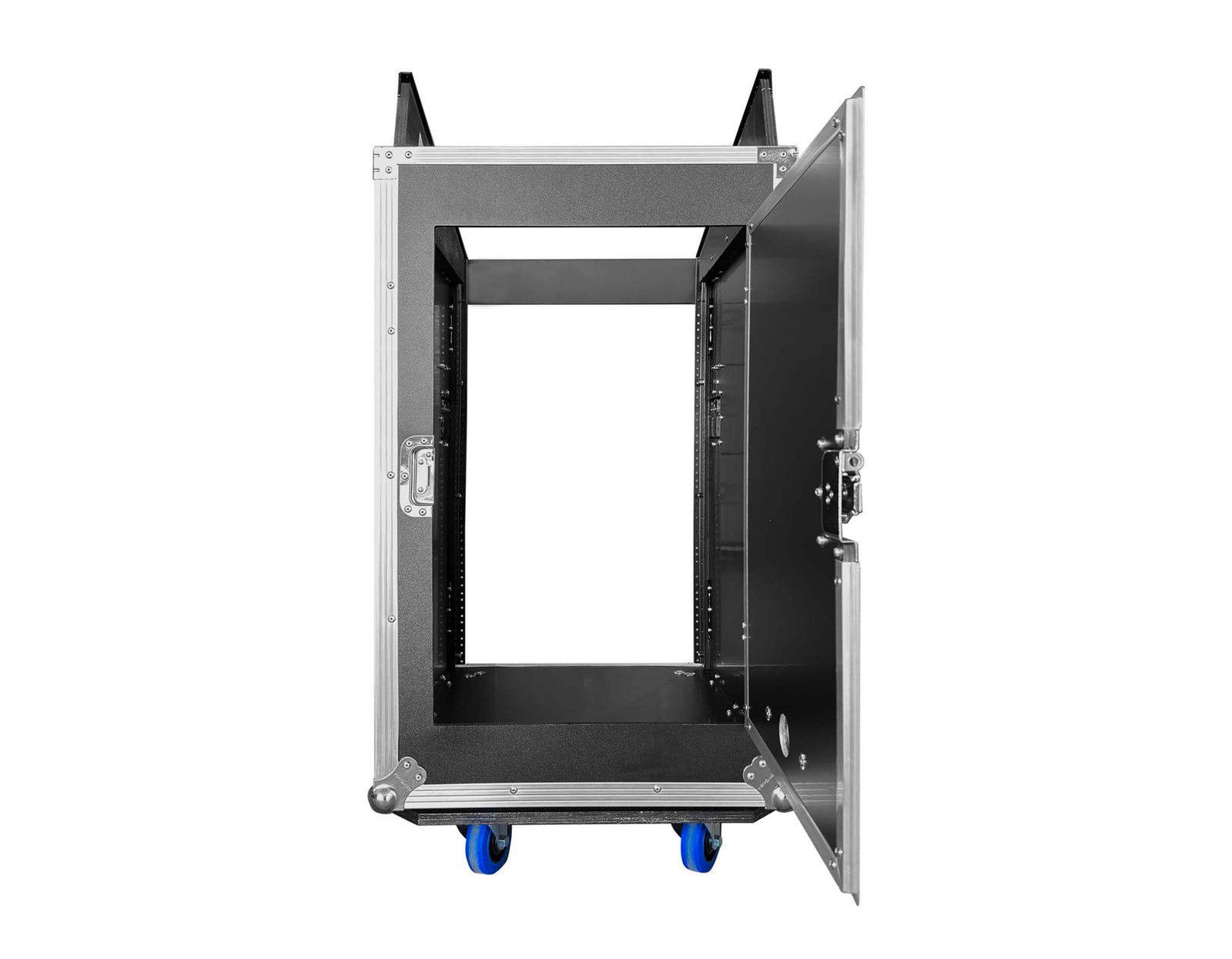 Odyssey FZTC1316WDLX 13U Top Slanted 16U Bottom Vertical Pro Combo Rack with Side Table and Casters - Tall Cover by Odyssey