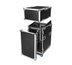 Odyssey FZTC1316WDLX 13U Top Slanted 16U Bottom Vertical Pro Combo Rack with Side Table and Casters - Tall Cover by Odyssey