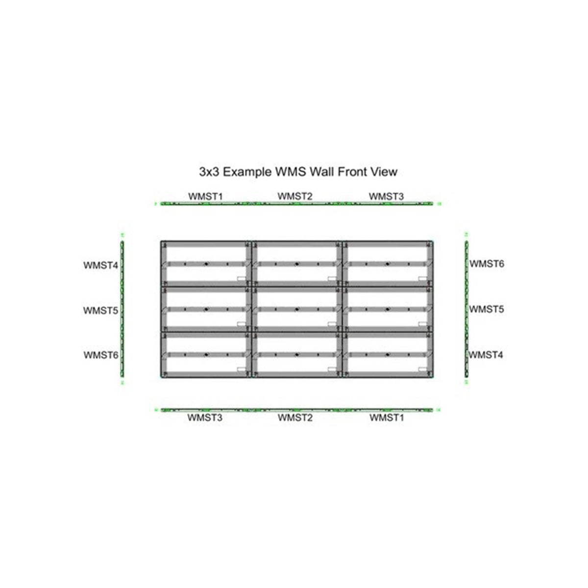 ADJ WMST2 Top and Bottom, Middle Trim Section for WMS Panel Series