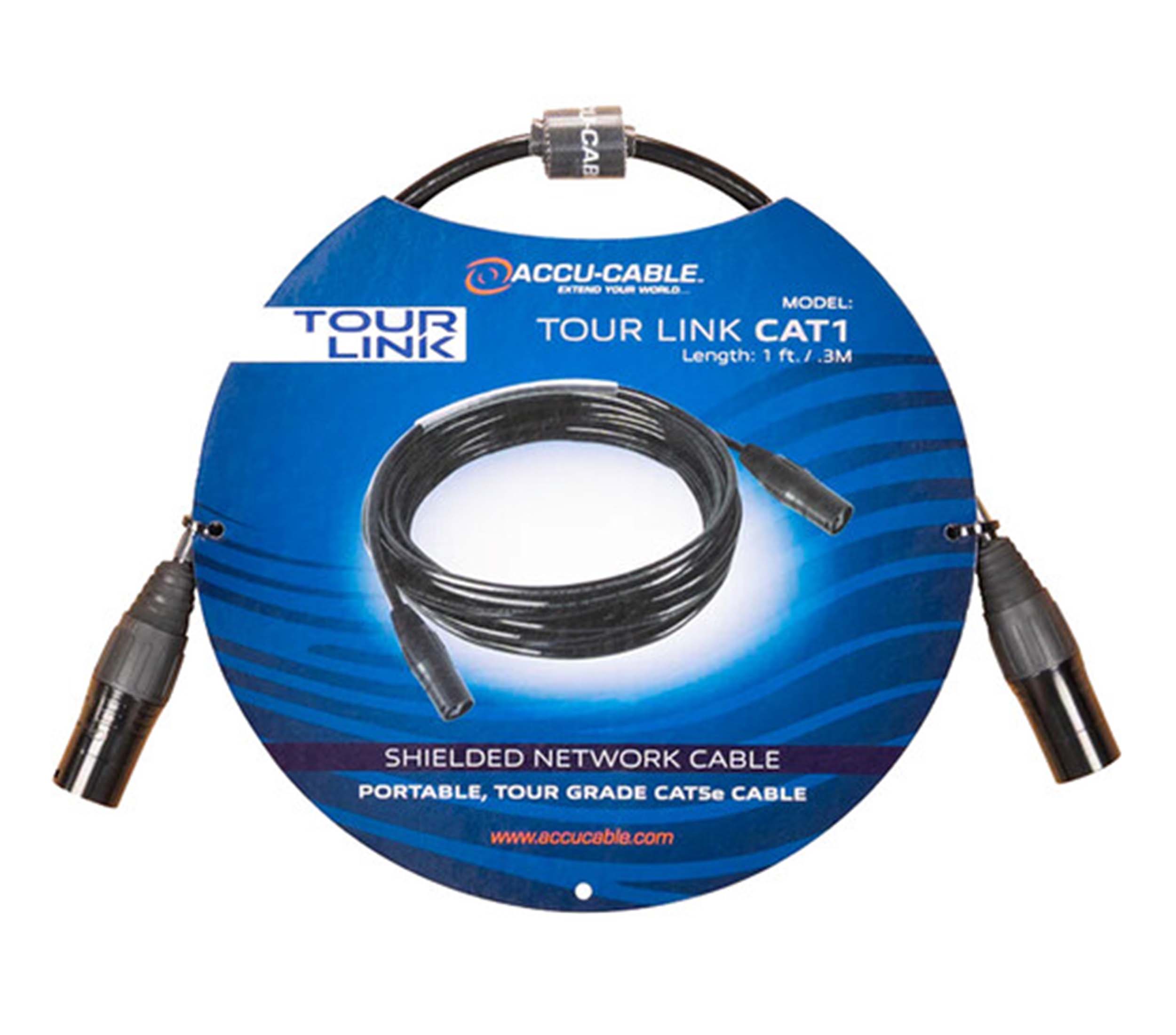 Accu-Cable TOUR LINK CAT1, Cat5E Shielded Network Cable - 1ft by Accu Cable