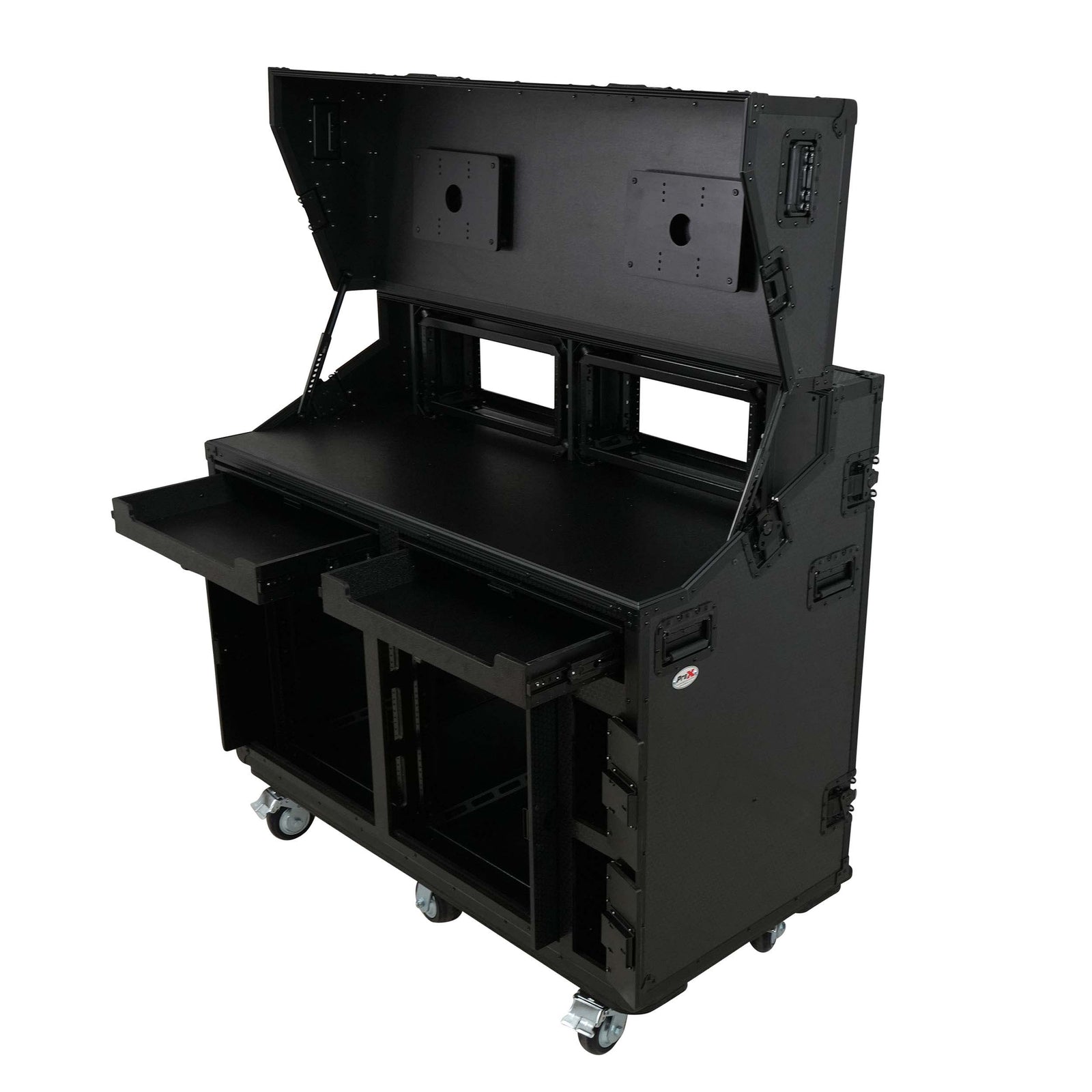 ProX XS-SLAM2X12U4U PRADO Mobile AV Workstation Case with Slam Doors and 2x 12U, 2x 4U Racks by ProX Cases