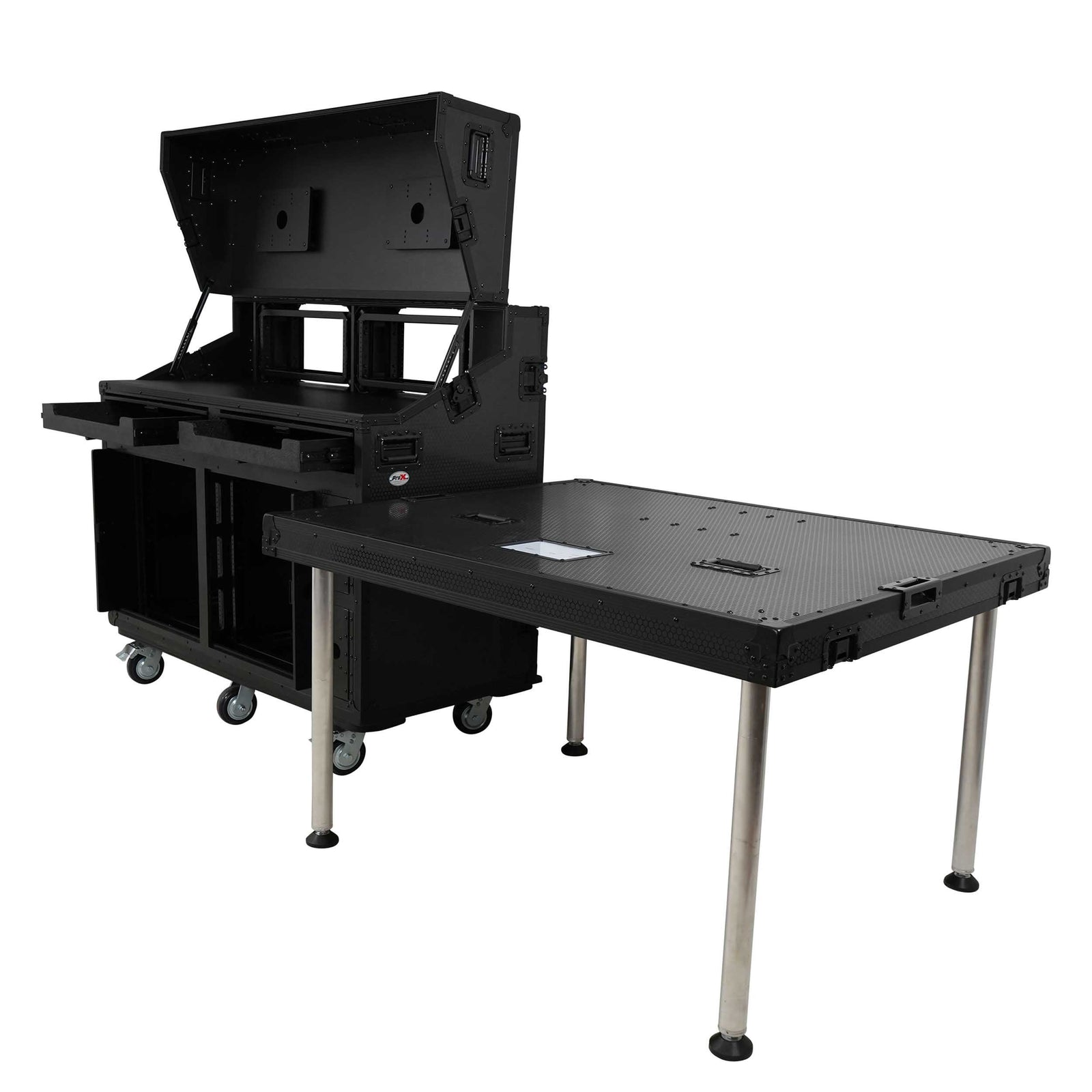 ProX XS-SLAM2X12U4U PRADO Mobile AV Workstation Case with Slam Doors and 2x 12U, 2x 4U Racks by ProX Cases