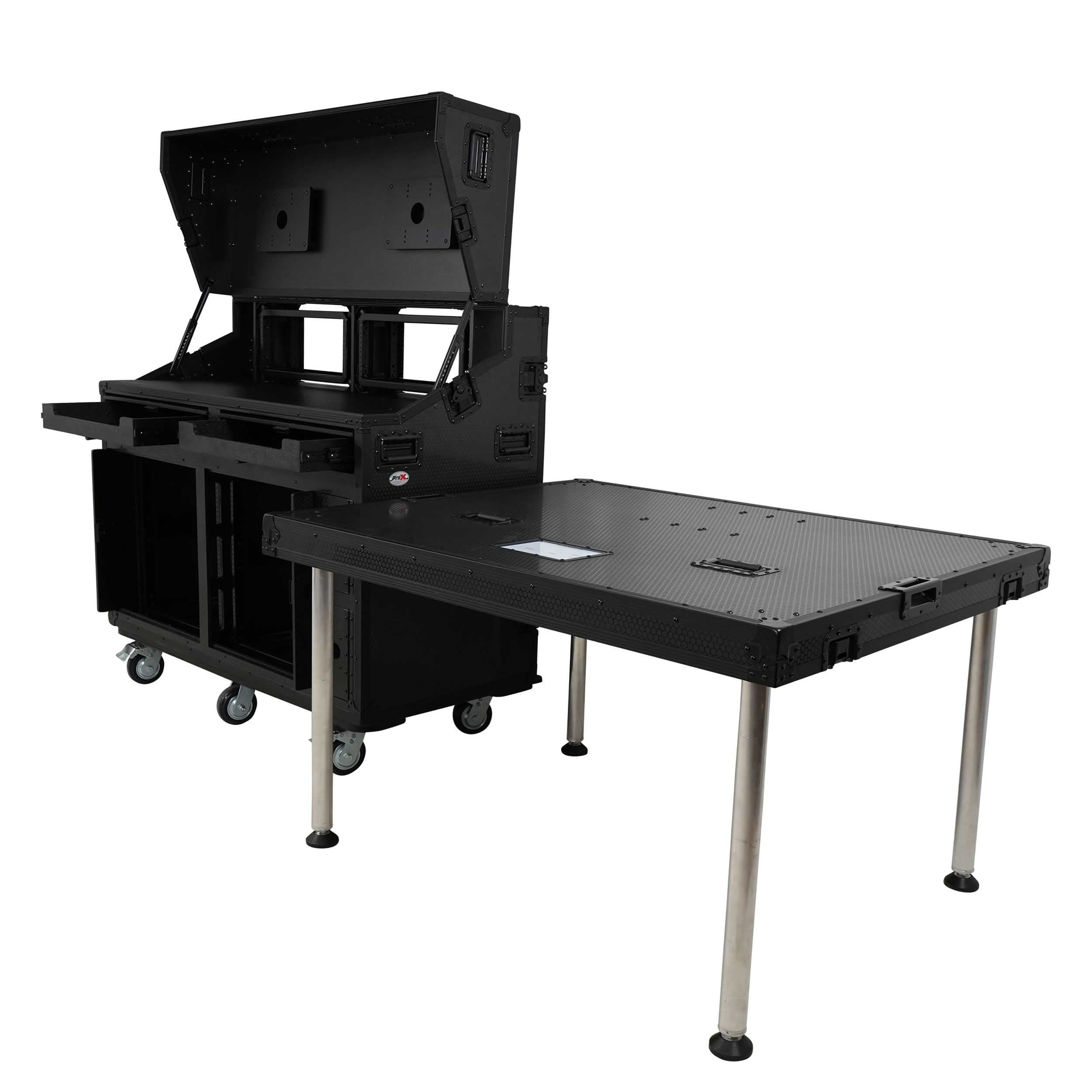 ProX XS-SLAM2X12U4U PRADO Mobile AV Workstation Case with Slam Doors and 2x 12U, 2x 4U Racks by ProX Cases